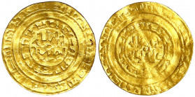 Fatimiden
Al Hakim, 996-1020 (AH 386-411)
Dinar AH 389 = 999/1000, Misr. 4,12 g.
fast sehr schön, gewellt. Nicol 1075.