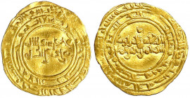 Fatimiden
Al Zahir, 1021-1036 (AH 411-427)
Dinar AH 425 = 1034/1035, Al Mansuriya. 4,07 g.
sehr schön, gewellt. Nicol 1563.