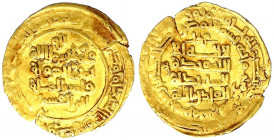 Ghaznawiden
Mahmud, 998-1031 (AH 388-421)
Dinar AH 389 = 999/1000, Herat. 4,05 g.
sehr schön, Schrötlingsriß Album 1606.