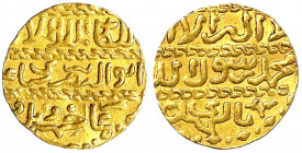 Mamluken
Al Ashraf Barsbay, 1422-1436 (AH 825-848)
Ashrafi o.J., Al Qahira. 3,40 g.
sehr schön. Album 998.