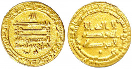 Tuluniden in Ägypten und Syrien
Khumarawayh bin Ahmad, 883-895 (AH 270-282)
Dinar AH 282 = 895, Misr. 3,49 g.
sehr schön/vorzüglich, kl. Randfehler...