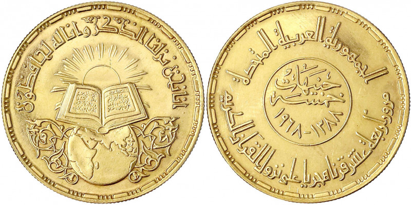 Ägypten
Arabische Republik, seit 1971
5 Pounds 1968. 1400 Jahre Koran. 26 g. 8...