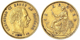 Dänemark
Christian IX., 1863-1906
10 Kronen 1890 CS. 4,48 g. 900/1000.
sehr schön. Friedberg 296. Hede 9 A.