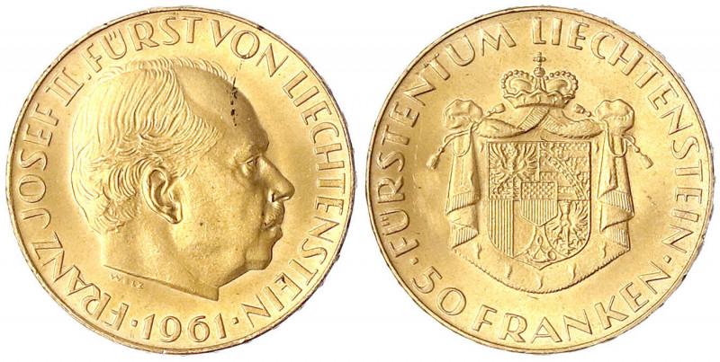 Liechtenstein
Franz Josef II., 1938-1989
50 Franken 1961, 100 Jahre Nationalba...