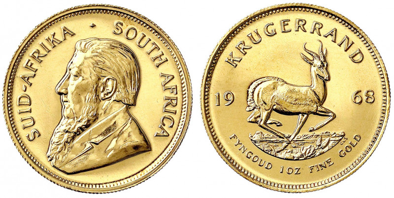 Südafrika
Republik, seit 1961
Krügerrand 1968. 1 Unze Feingold. 2. Jahr.
BU, ...