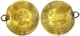 Türkei/Osmanisches Reich
Mahmud II., 1808-1839 (AH 1223-1255)
2 Rumi Altin AH 1223, Jahr 12 = 1820, Qustintiniyah. 4,33 g.
sehr schön, gelocht und ...