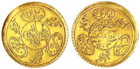 Türkei/Osmanisches Reich
Mahmud II., 1808-1839 (AH 1223-1255)
Hayryre Altin AH 1223, Jahr 21 = 1828, Qustintiniyah. 1,80 g.
vorzüglich. Krause/Mish...