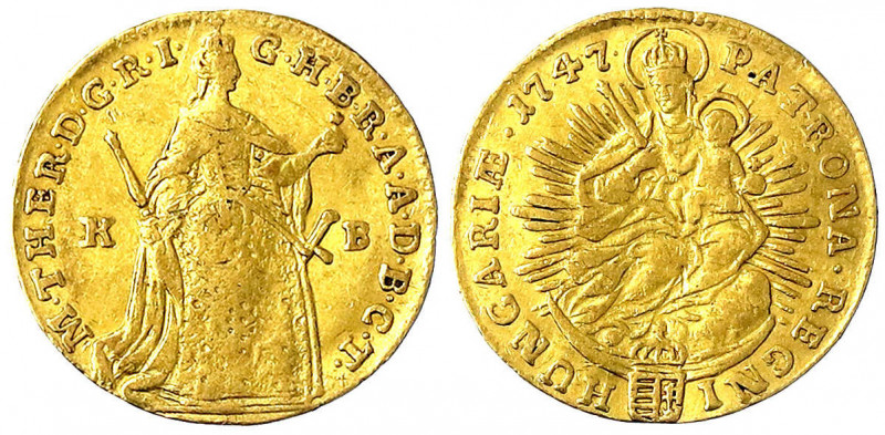 Haus Habsburg
Maria Theresia, 1740-1780
Dukat 1747 KB, Kremnitz. 3,45 g.
sehr...