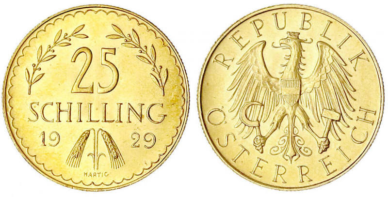 Republik Österreich
1. Republik, 1918-1938
25 Schilling 1929. 5,87 g. 900/1000...