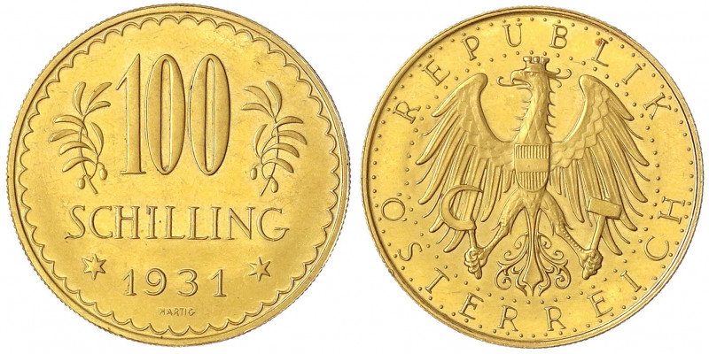 Republik Österreich
1. Republik, 1918-1938
100 Schilling 1931. 23,52 g. 900/10...