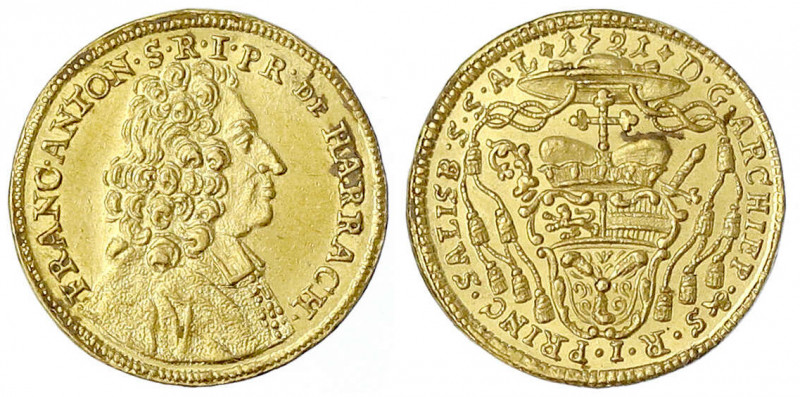 Salzburg
Franz Anton von Harrach, 1709-1727
Dukat 1721. 3,48 g.
vorzüglich, s...