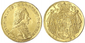 Salzburg
Hieronymus Graf von Colloredo, 1772-1803
Dukat 1787 M. 3,48 g.
vorzüglich. Zöttl 3153. Friedberg 880. Pr. 2402.