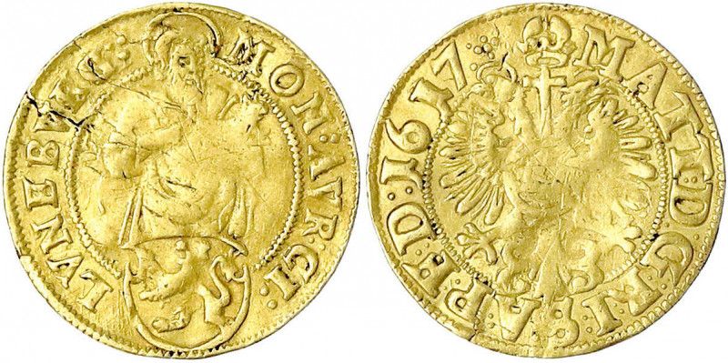 Lüneburg, Stadt
Goldgulden 1617, mit Titel Matthias. 3,14 g.
schön/sehr schön,...