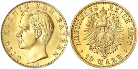 Bayern
Otto, 1886-1913
10 Mark 1888 D. Stempelglanz, Prachtexemplar, sehr selten in dieser Erhaltung. Jaeger 198.