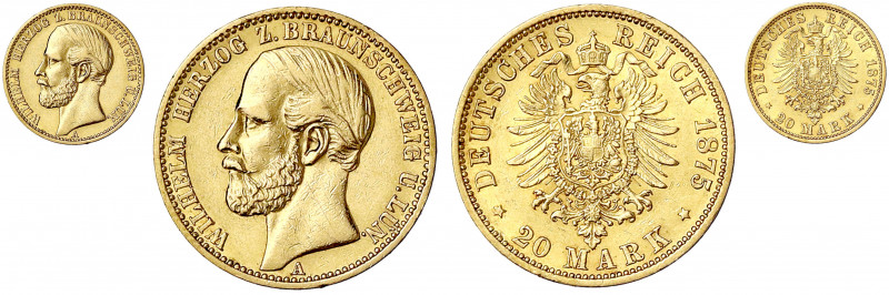 Braunschweig
Wilhelm, 1830-1884
20 Mark 1875 A. sehr schön/vorzüglich. Jaeger ...