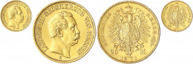 Hessen
Ludwig III., 1848-1877
20 Mark 1873 H. fast Stempelglanz, selten in dieser Erhaltung. Jaeger 214.