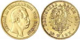 Hessen
Ludwig III., 1848-1877
10 Mark 1877 H. vorzüglich/Stempelglanz, selten in dieser Erhaltung. Jaeger 216.