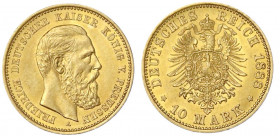 Preußen
Friedrich III., 1888
10 Mark 1888 A. vorzüglich. Jaeger 247.