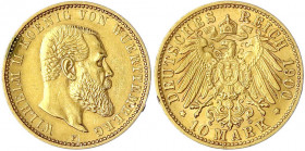 Württemberg
Wilhelm II., 1891-1918
10 Mark 1900 F. fast vorzüglich. Jaeger 295.