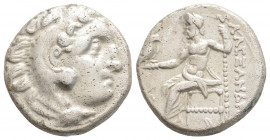 Greek
KINGS OF MACEDON, Magnesia ad Maeandrum, Alexander III 'the Great' (Circa 336-323 BC)
AR Drachm. (16.7mm, 4.2g)
Obv: Head of Herakles right, wea...