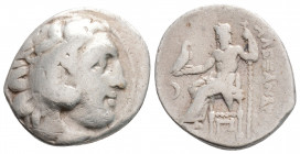 Greek
KINGS OF MACEDON, Antigonos I Monophthalmos (Circa 310-301 BC)
AR Drachm (18.8mm, 3.9g)
Obv: Head of Herakles to right, wearing lion skin headdr...
