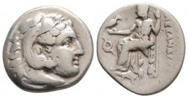 Greek
KINGS OF MACEDON, Philip III Arrhidaios (Circa 323-317 BC)
AR Drachm (17.7mm, 4.1g)
Obv: Head of Herakles to right, wearing lion skin headdress....