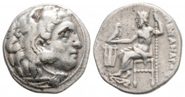 Greek
KINGS OF MACEDON, Philip III Arrhidaios (Circa 323-319 BC)
AR Drachm. (17.3mm, 4.2g)
Obv: Head of Herakles to right, wearing lion skin headdress...