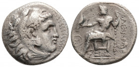 Greek
KINGS of MACEDON, Antigonos I Monophthalmos (Circa 320-306/5 BC)
AR Drachm (17.9mm, 3.8g)
Obv: Head of Herakles right, wearing lion skin.
Rev: Z...