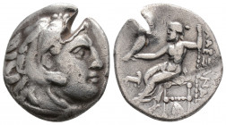 Greek
KINGS OF MACEDON, Antigonos I Monophthalmos (Circa 320-306/5 BC)
AR Drachm (18.7mm, 4g)
Obv: Head of Herakles right, wearing lion skin.
Rev: Zeu...