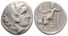 Greek
KINGS OF MACEDON, Antigonos I Monophthalmos (Circa 310-301 BC) 
AR Drachm (18.3mm, 4.1g)
Obv: Head of Herakles to right, wearing lion skin headd...