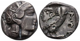Greek
ATTICA, Athens, classical period (Circa 454-404 BC)
AR tetradrachm (24.3mm, 13.8g)
Obv: Head of Athena right, wearing earring and crested Attic ...