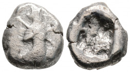 Greek
ACHAEMENID EMPIRE, Sardes, Time of Darios I to Xerxes II (Circa 485-420 BC)
AR Siglos (16mm, 5.3g)
Obv: Persian king in kneeling-running stance ...