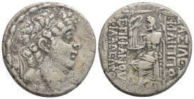 Greek 
SELEUKID KINGDOM, Antioch, Philip I Philadelphos (Circa 95-83 BC)
AR Tetradrachm (25.7mm, 14.8g)
Obv: Diademed head right.
Rev: ΒΑΣΙΛΕΩΣ ΦΙΛΙΠΠ...