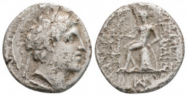 Greek
SELEUKID KINGDOM, Alexander I Balas (Circa 152-145 BC)
AR Drachm (17.9mm, 3.7g)
Obv: Diademed head of Alexander Balas to right.
Rev: BAΣIΛEΩΣ - ...