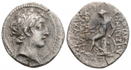 Greek
SELEUKID KINGDOM, Demetrios II Nikator (Circa 146-138 BC)
AR Drachm (19.3mm, 3.5g)
Obv: Diademed head of Demetrios II to right. 
Rev: BAΣIΛ[EΩΣ]...