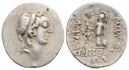 Greek
KINGS OF CAPPADOCIA, Ariarathes V Eusebes Philopator (Circa 163-130 BC)
AR Drachm (18.1mm, 4.2g) 
Obv: Diademed head r. 
Rev: Athena Nikephoros ...