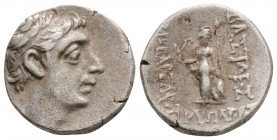 Greek
KINGS OF CAPPADOCIA, Ariobarzanes II Philopator (Circa 63-52 BC)
AR Drachm (15.9mm, 4g)
Obv: Diademed head right.
Rev: Athena standing left, hol...