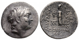 Greek
KINGS OF CAPPADOCIA, Ariarathes V Eusebes Philopator (Circa 163-130 BC) 
AR Drachm (19.2mm, 3.8g)
Obv: Diademed head right.
Rev: thena standing ...