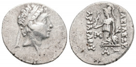 Greek
KINGS OF CAPPADOCIA, Ariarathes VI (130-112/0 BC)
AR drachm (19.3mm, 4.1g) 
Obv: Diademed head of Ariarathes VI right.
Rev: ΒΑΣΙΛΕΩΣ-ΑΡΙΑΡΑΘΟΥ,A...