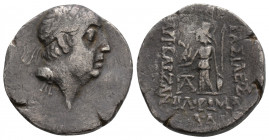 Greek
KINGS OF CAPPADOCIA, Ariobarzanes I Philoromaios, (Circa 96-63 BC)
AR Drachm (19mm, 3.6g)
Diademed head of Ariobarzanes to right. Rev. BAΣIΛEΩΣ ...