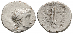 Greek
KINGS OF CAPPADOCIA, Ariobarzanes III Eusebes Philoromaios (Circa 52-42 BC)
AR Drachm (17.1mm, 3.5g)
Obv: Diademed head right.
Rev: ΒΑΣΙΛΕΩΣ / Α...