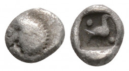 Greek
IONIA, Miletos (Circa late 6th-early 5th century BC)
AR Tetartemorion (5.9mm, 0.2g)
Obv: Head of a roaring lion left.
Rev: Eagle standing right;...