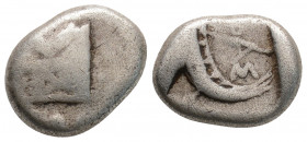 Greek
LYCIA, Phaselis (Circa 500-440 BC)
AR Tetrobol (14.2mm, 3.2g)
Obv: Prow of galley in the form of a boar's forepart to left.
Rev: Stern of galley...