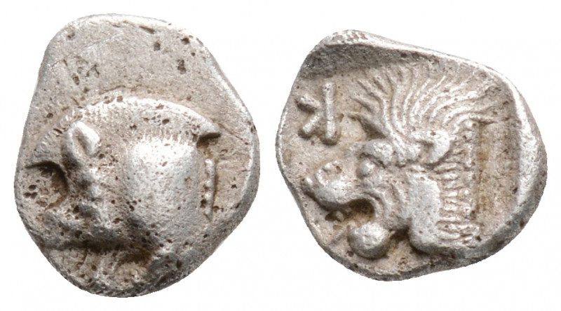 Greek
MYSIA, Kyzikos (Circa 450-400 BC)
AR Obol (9.8mm, 0.7g)
Obv: Forepart of b...