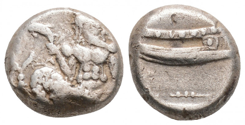 Greek
PHOENICIA, Arados (Circa 400-380 BC)
AR Drachm (15.1mm, 3.1g)
Obv: ('ma' i...