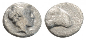 Greek
TROAS, Kebren (Circa 400-310 BC)
AR Hemiobol (7.1mm, 0.4g) 
Obv: Head of Apollo.
Rev: Ram head. 
BMC.14.