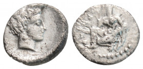 Greek
CILICIA, Tarsus, Tiribazus (Circa 388-380 BC).
AR obol (9.9mm, 0.7g)
Obv: Young female kneeling left, casting astragaloi.
Rev: Youthful bare mal...