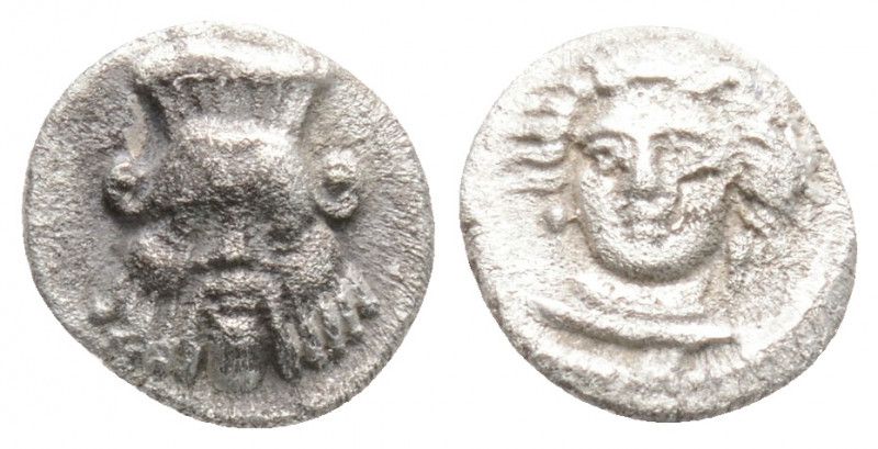 Greek
CILICIA, Uncertain (Circa 4th century BC)
AR Obol (9.1mm, 0.6g)
Obv: Femal...