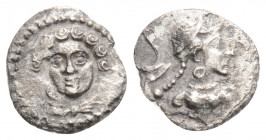 Greek
CILICIA, Tarsos, Tarkumuwa (Datames), Satrap of Cilicia and Cappadocia (Circa 384-361/0 BC)
AR Obol (9.6mm, 0.6g)
Obv: Head of female facing sli...