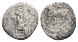 Greek
CILICIA, Tarsos, Mazaios, satrap of Cilicia (Circa 361/0-334 BC)
AR Obol (10mm, 0.5g)
Obv: Artaxerxes III, crowned and in the guise of Baaltars,...